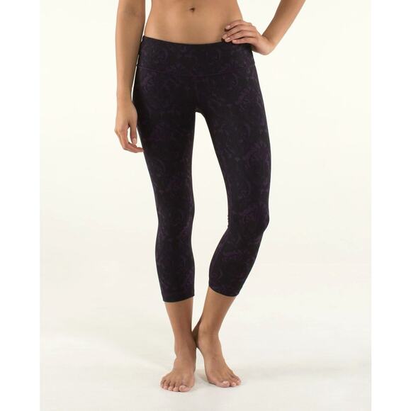Lululemon Wunder Under Crop Leggings Beautiful Baroque Deep Zinfandel - Picture 1 of 10